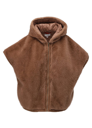 Gewatteerde/ bont look jas met rits - D902L - Latte