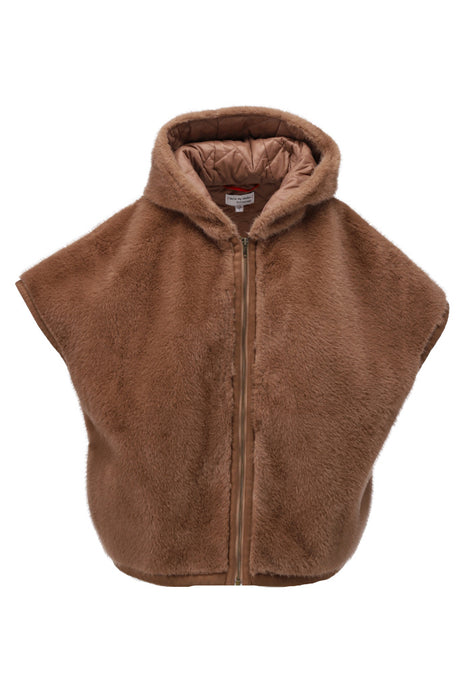 Gewatteerde/ bont look jas met rits - D902L - Latte