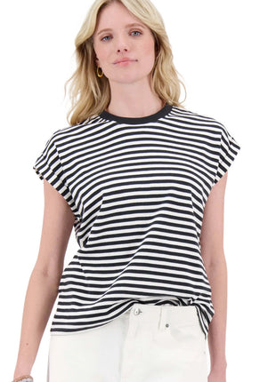 T-shirt met opgerolde mouw streep - 0307-0012 by Zusss