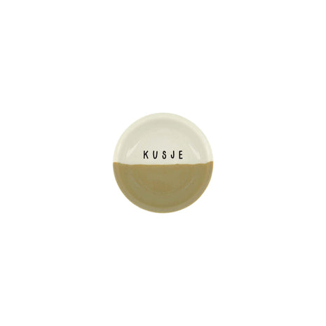 Dipschaaltje - kusje - wit/oker (0702-071) - Lifestyle - Koken & Tafelen - Potjes& - Schaaltjes