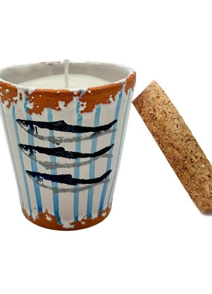 Kaars Keramiek - Peces/Rayas Azul - 8,5X8Cm - Costa Blanca by Wax Design