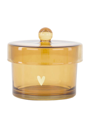 Bewaarpot glas met deksel hartje - transparant/goud by Zusss