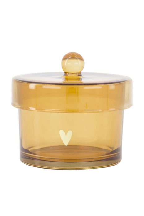 Bewaarpot glas met deksel hartje - transparant/goud by Zusss