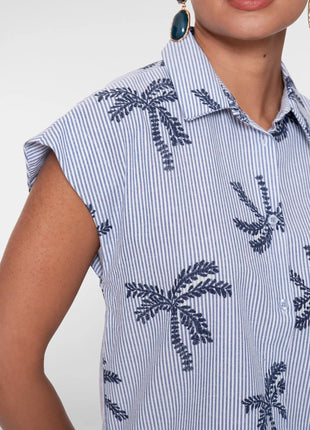 Bloesje - strepen & palmtree - 63383-70 by Geisha