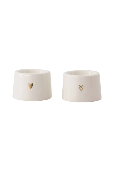 Set van 2 eierdopjes keramiek hartje - wit/goud by Zusss
