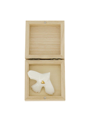 Doosje hout met vogeltje wit/goud Cadeau’s & Lifestyle Woonkamer Woonaccessoires