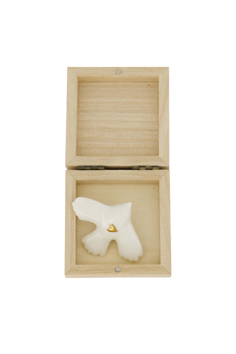 Doosje hout met vogeltje wit/goud Cadeau’s & Lifestyle Woonkamer Woonaccessoires