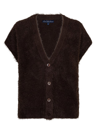 Red Button Sleeveless Fuzzy SRB5116 Espresso vest