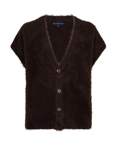 Red Button Sleeveless Fuzzy SRB5116 Espresso vest
