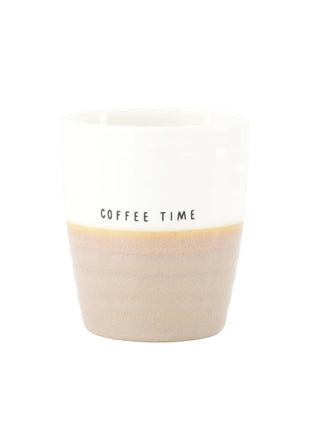 Koffiemok Coffee Time wit/donker zand - Zusss