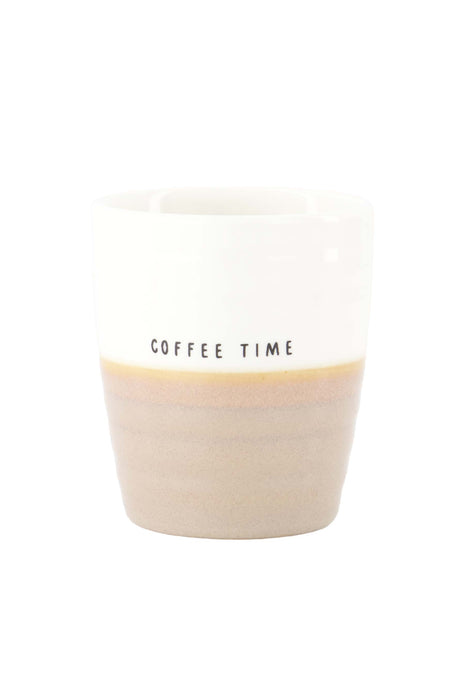 Koffiemok Coffee Time wit/donker zand - Zusss