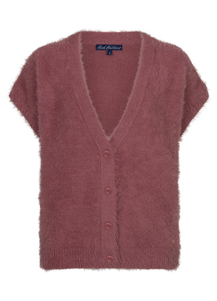 Red Button Sleeveless Fuzzy SRB5116 Mauve vest