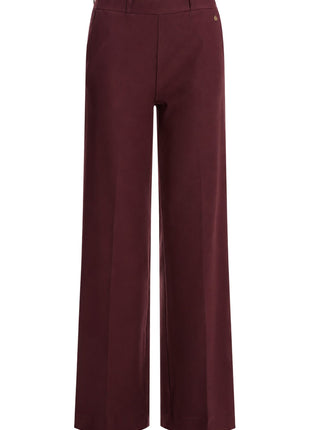 Para Mi Mira Elastic wijde broek in burgundy red - vooraanzicht