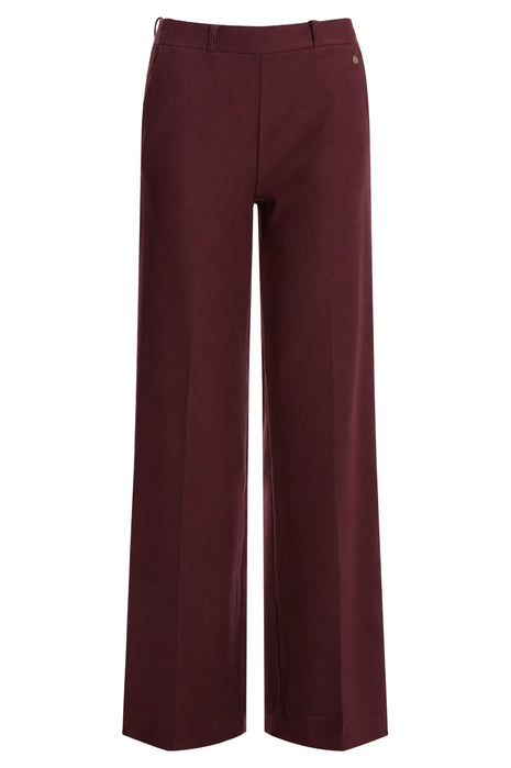 Para Mi Mira Elastic wijde broek in burgundy red - vooraanzicht