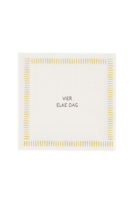 Servetten Vier Elke Dag wit/oker - Zusss