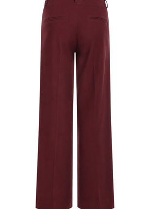 Para Mi Mira Elastic wijde broek in burgundy red - achteraanzicht