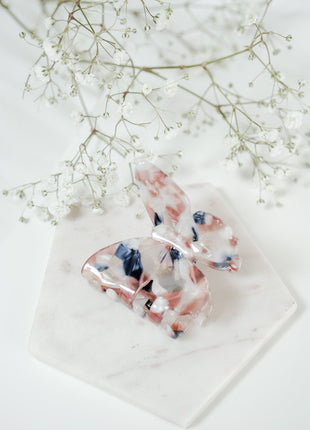Emily - Vlinder haarspeld Marmer parelmoer/ roze - Modeaccessoires - Haarspelden