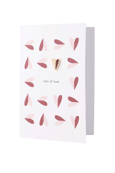 Broche carte de vœux « plein d'amour » rose/rouge - rose/rouge