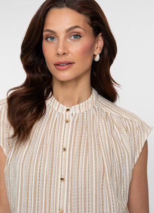 Bluse gestreift goldene Knöpfe - 63353-81