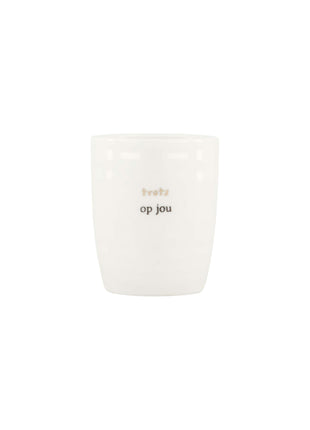Espressokop ’trots op jou’ - wit/zwart/goud - Lifestyle - Koken & Tafelen - Servies