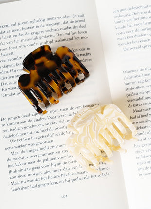 Evi - Extra tandjes Clip Marmer wit - Modeaccessoires - Haarspelden