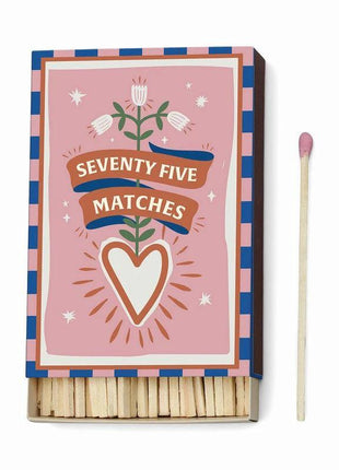 Lange Lucifers - ''Hearts'' Pink - 75 matches (9.6 CM) by Paddywax