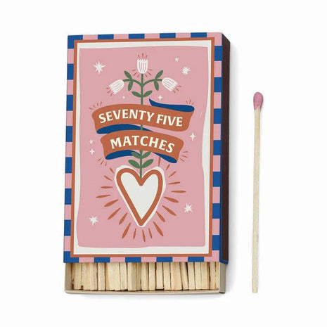 Lange Lucifers - ''Hearts'' Pink - 75 matches (9.6 CM) by Paddywax