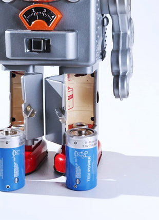 Rokende robot met batterij, 30 cm, zilverkleurig, met licht en rook, Gemaakt in China