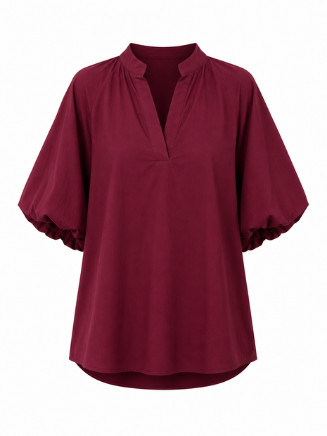 Bordeaux bloes met pofmouw van Charlotte Marie