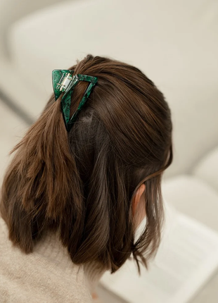 Flo - Driehoekige clip Marmer - donker groen - Modeaccessoires - Haarspelden