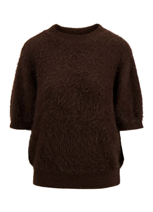 Fluffy trui met ronde hals – chocoladebruin Kleding Truien en cardigans