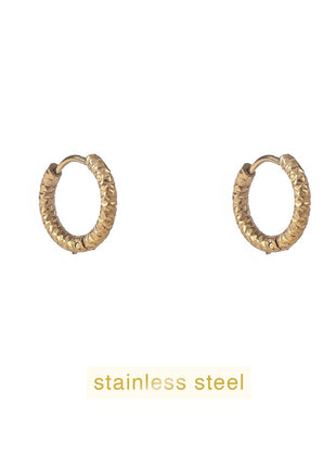 Oorbellen - Hammered Hoop - 14 mm - 14K