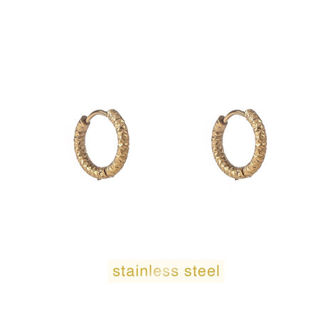 Oorbellen - Hammered Hoop - 14 mm - 14K