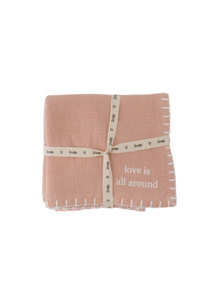 Set van 2 vaatdoekjes hartjes love is all around - off white/roze - Lou Lou