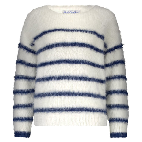 Fuzzy Sweater & Stripe – Ecru/Indigo - SRB4616 - Kleding - Truien en cardigans
