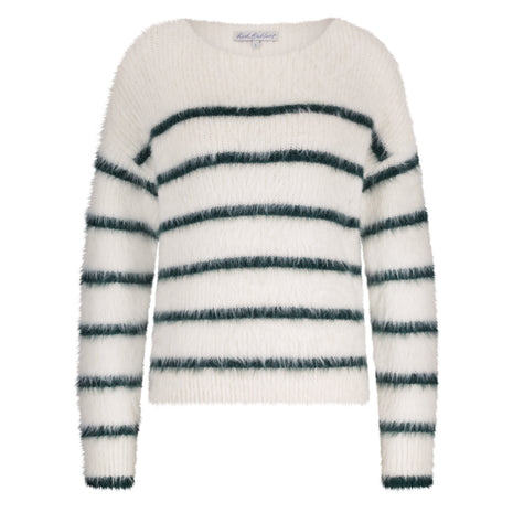 Fuzzy Sweater & Stripe – Ecru/Pine - SRB4616 - Kleding - Truien en cardigans