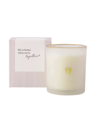 Geurkaars glas in doosje life is better - wit/goud/zand by Zusss