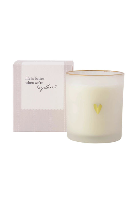 Geurkaars glas in doosje life is better - wit/goud/zand by Zusss