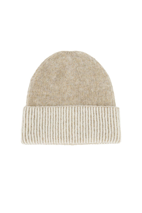 Gebreide muts met tipping – taupe - taupe / One Size - Modeaccessoires - Sjaals & mutsen
