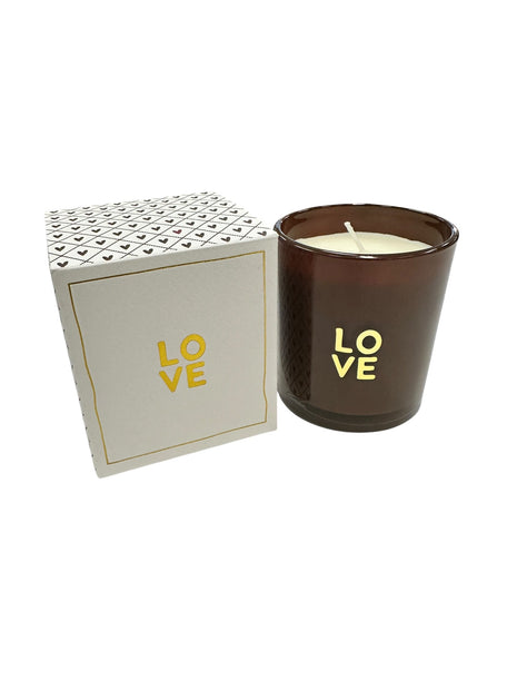 Geurkaars glas in doosje love - bruin - Cadeau’s & Lifestyle - Woonkamer - Kaarsen & Geurkaarsen