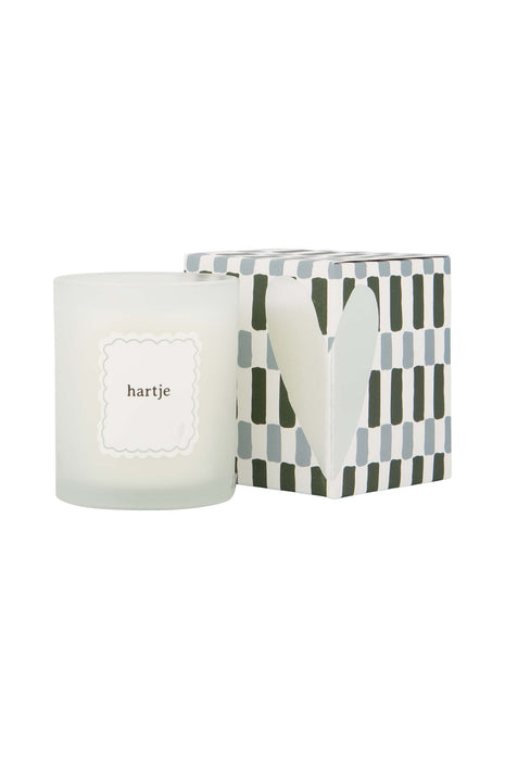 Geurkaars glas in doosje zilver hartje - groen/grijs - Cadeau’s & Lifestyle - Woonkamer - Kaarsen & Geurkaarsen