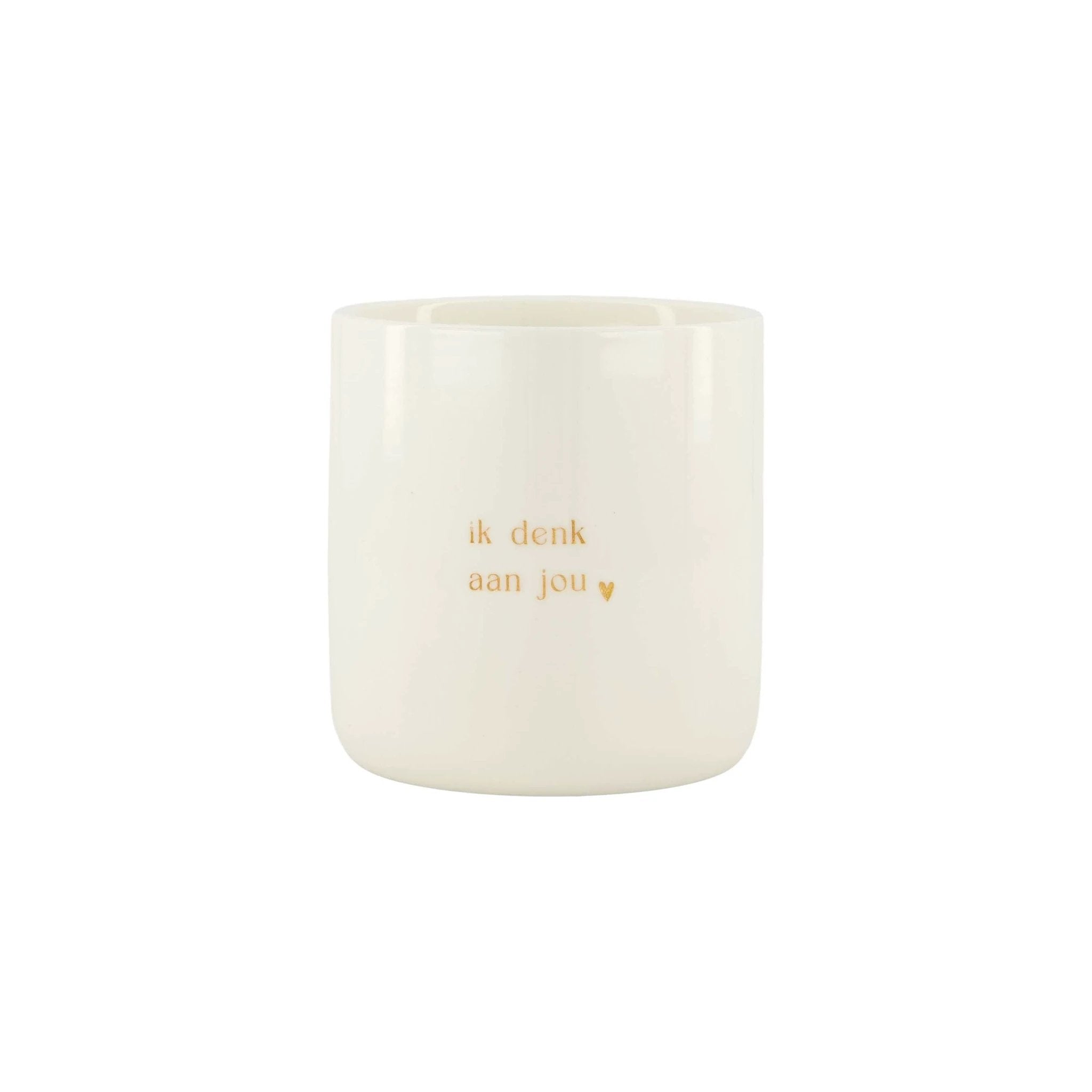 Duftkerze Keramik – „Ich denke an dich“ – 10x10cm – weiß/gold – Lou Lou – Lou Lou