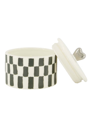 Geurkaars keramiek met deksel zilver - hartje - wit/grijsblauw - Cadeau’s & Lifestyle - Woonkamer - Kaarsen &