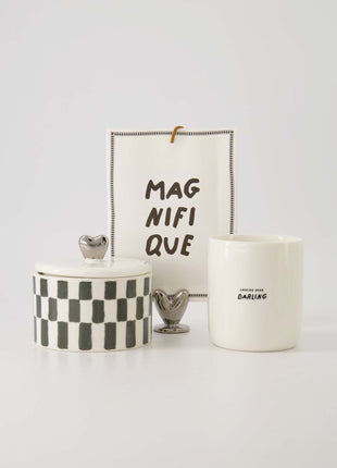 Geurkaars keramiek met deksel zilver - hartje - wit/grijsblauw - Cadeau’s & Lifestyle - Woonkamer - Kaarsen &