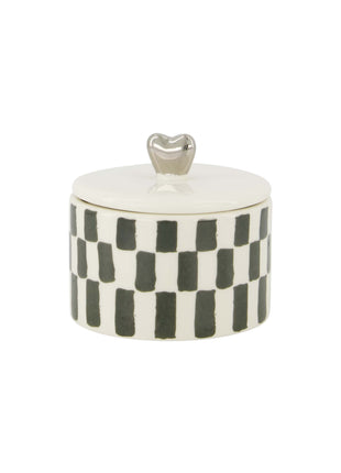 Geurkaars keramiek met deksel zilver - hartje - wit/grijsblauw - Cadeau’s & Lifestyle - Woonkamer - Kaarsen &