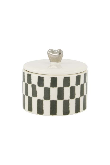 Geurkaars keramiek met deksel zilver - hartje - wit/grijsblauw - Cadeau’s & Lifestyle - Woonkamer - Kaarsen &