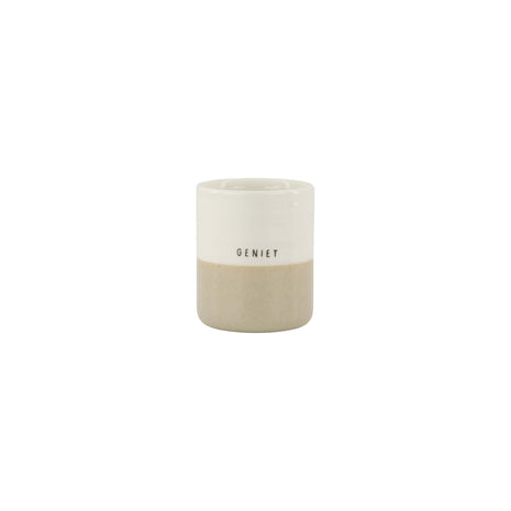 Geurkaars reactive glaze geniet m zand (0503-299) - Lifestyle - In huis - Kaarsen - In een pot