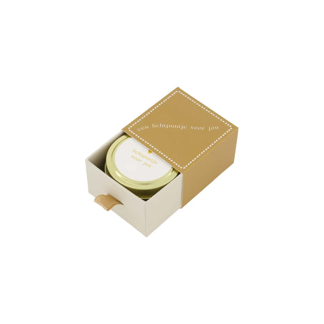 Geurkaars schuifdoosje - ’lichtpuntje voor jou’ - wit/goud - Lifestyle - In huis - Kaarsen - Wenskaarsen