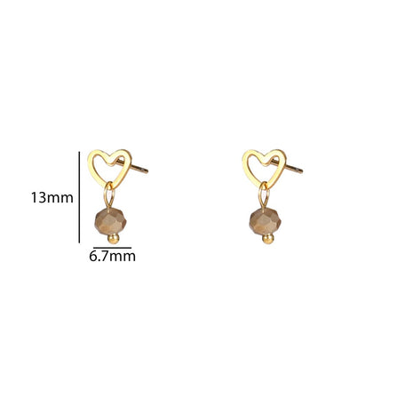 Oorbellen - Bead Stud - 14K + coffee