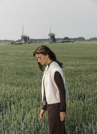 Gilet in fluffy garen – off white Kleding Blazers & vestjes
